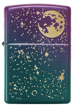Зажигалка Zippo Starry Sky с покрытием Iridescent, латунь/сталь, фиолетовая, матовая, 38x13x57 мм