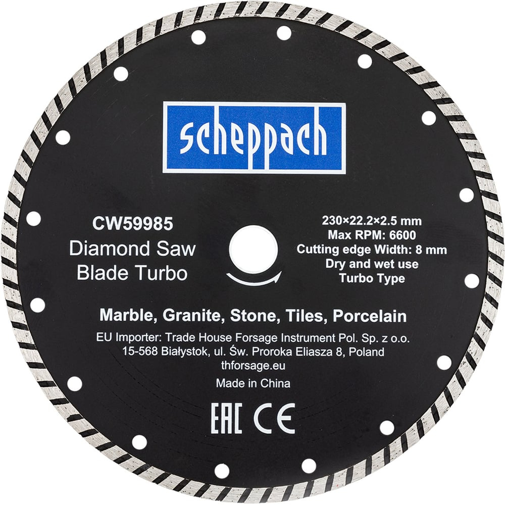 Круг отрезной Scheppach 230х22.2х2.5мм Sch-CW59985(62954)