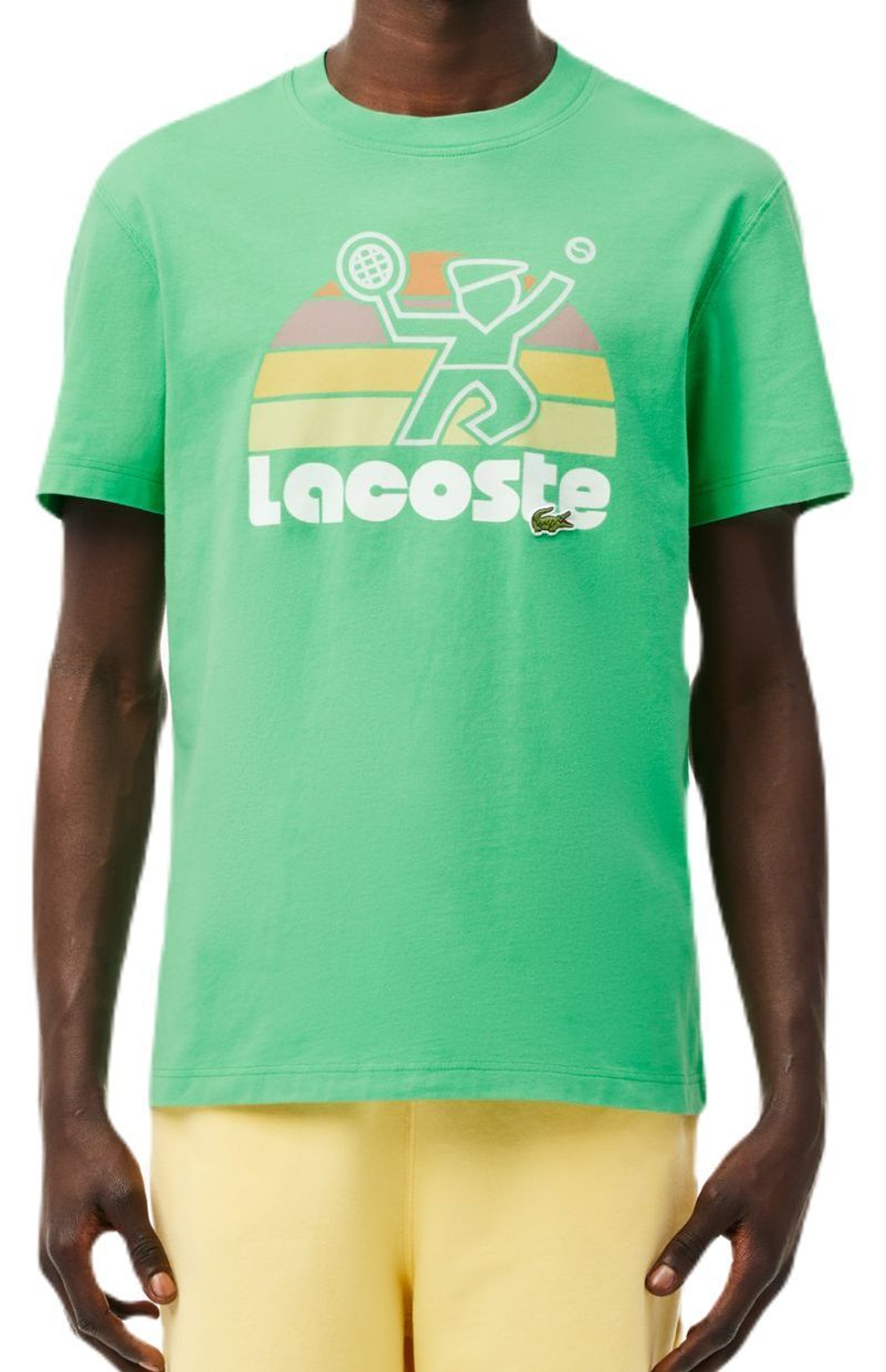 Мужская теннисная футболка Lacoste Washed Effect Tennis Print T-Shirt - зеленый