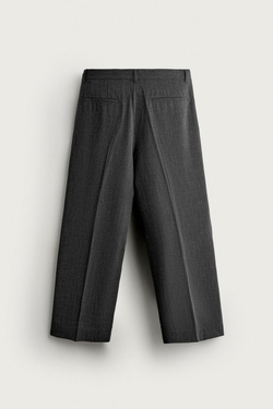 ZARA БРЮКИ RELAXED FIT СО СКЛАДКАМИ, СЕРЫЙ