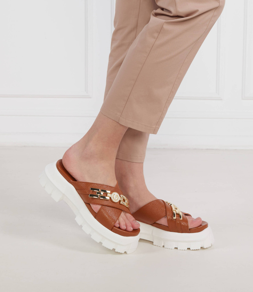 Кожаные шлепанцы Pollini - коричневый(SA28066G1GTD0)
