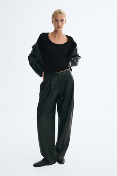 Облегающий хлопковый топ — глубокий круглый вырез - H&M