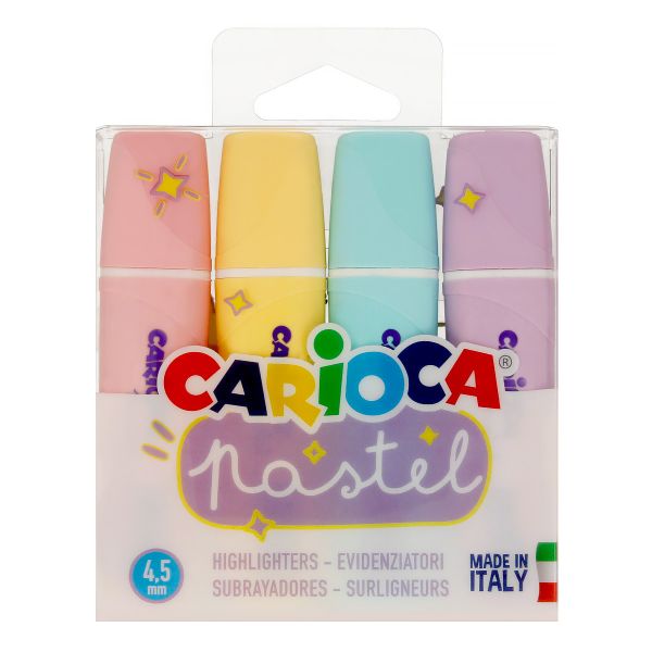 Набор текстовыделителей Pastel 2 мм, 4 цв., 4 шт, перо круглое, 43167, Carioca
