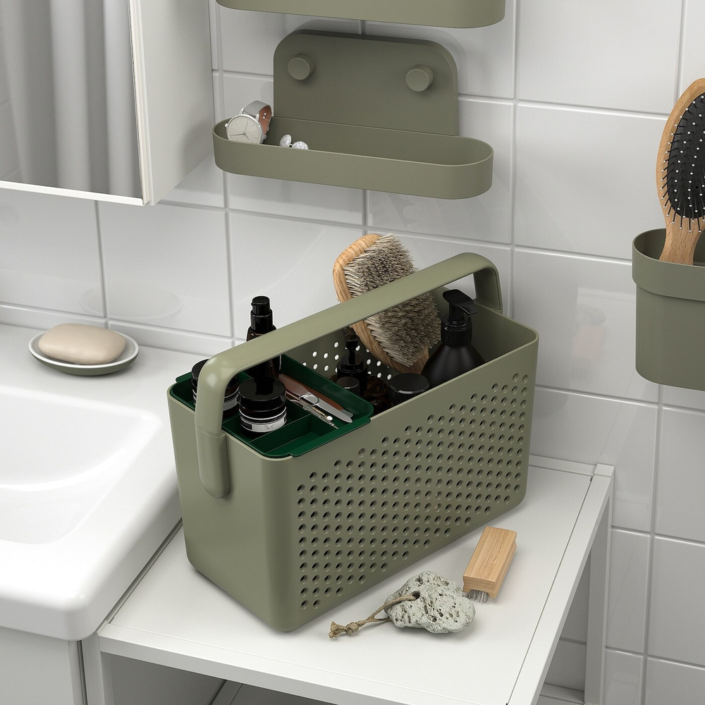 IKEA UPPRÄMEN  (ИКЕА УППРÄМЕН)  -  Контейнер, серо-зеленый, 35x17x25 см