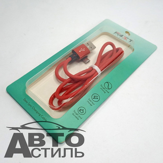 Шнур USB - micro USB  2,0Ам угловой под кожу М5 184089