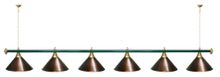 Лампа STARTBILLIARDS 6 пл. (плафоны голубые,штанга золотая,фурнитура золото)