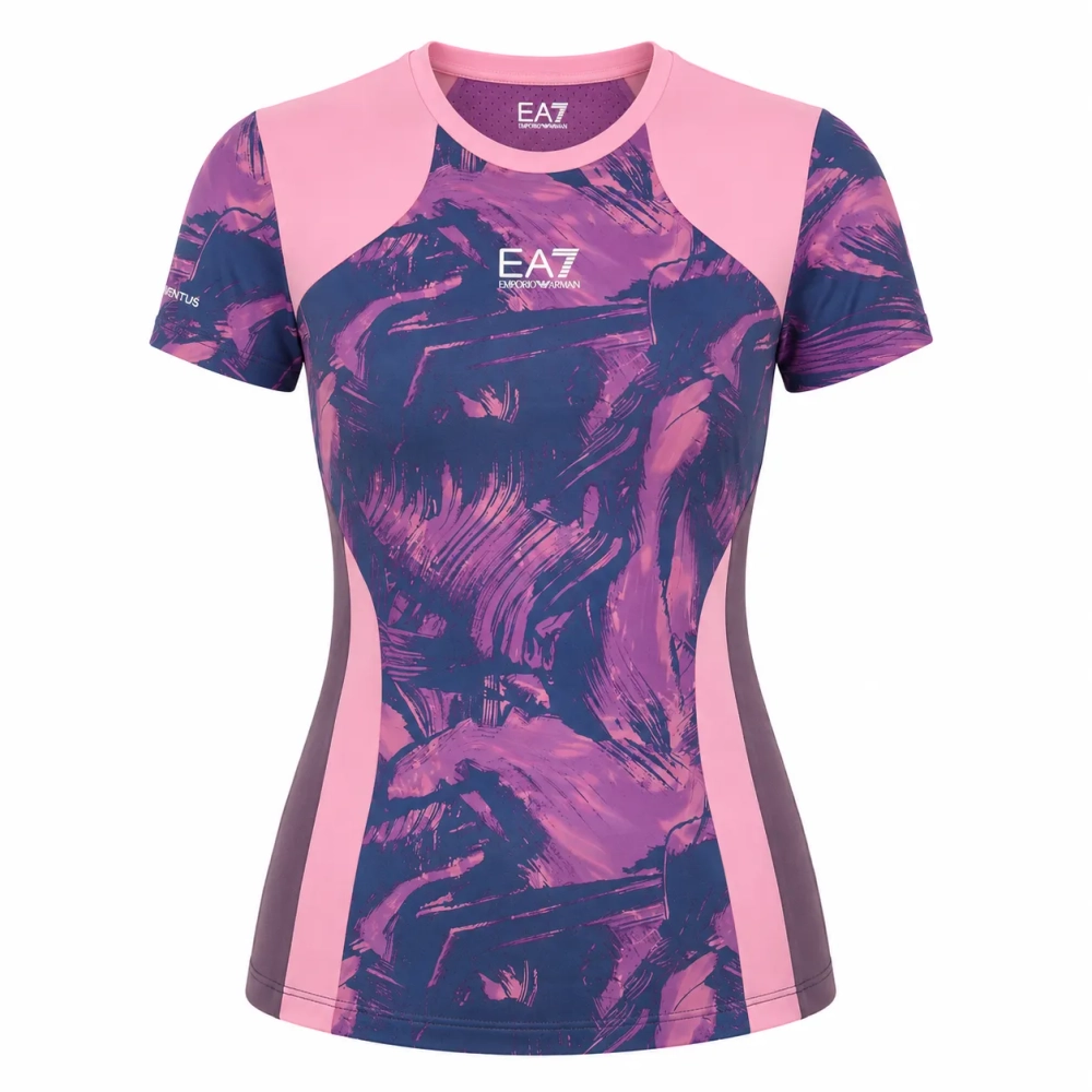 Женская теннисная футболка EA7 Woman Jersey - fancy iris orchid