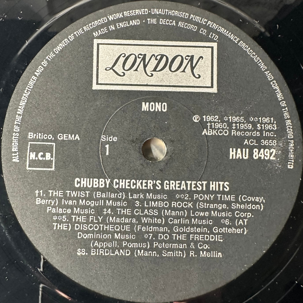 Chubby Checker ‎– Chubby Checker's Greatest Hits (Англия)