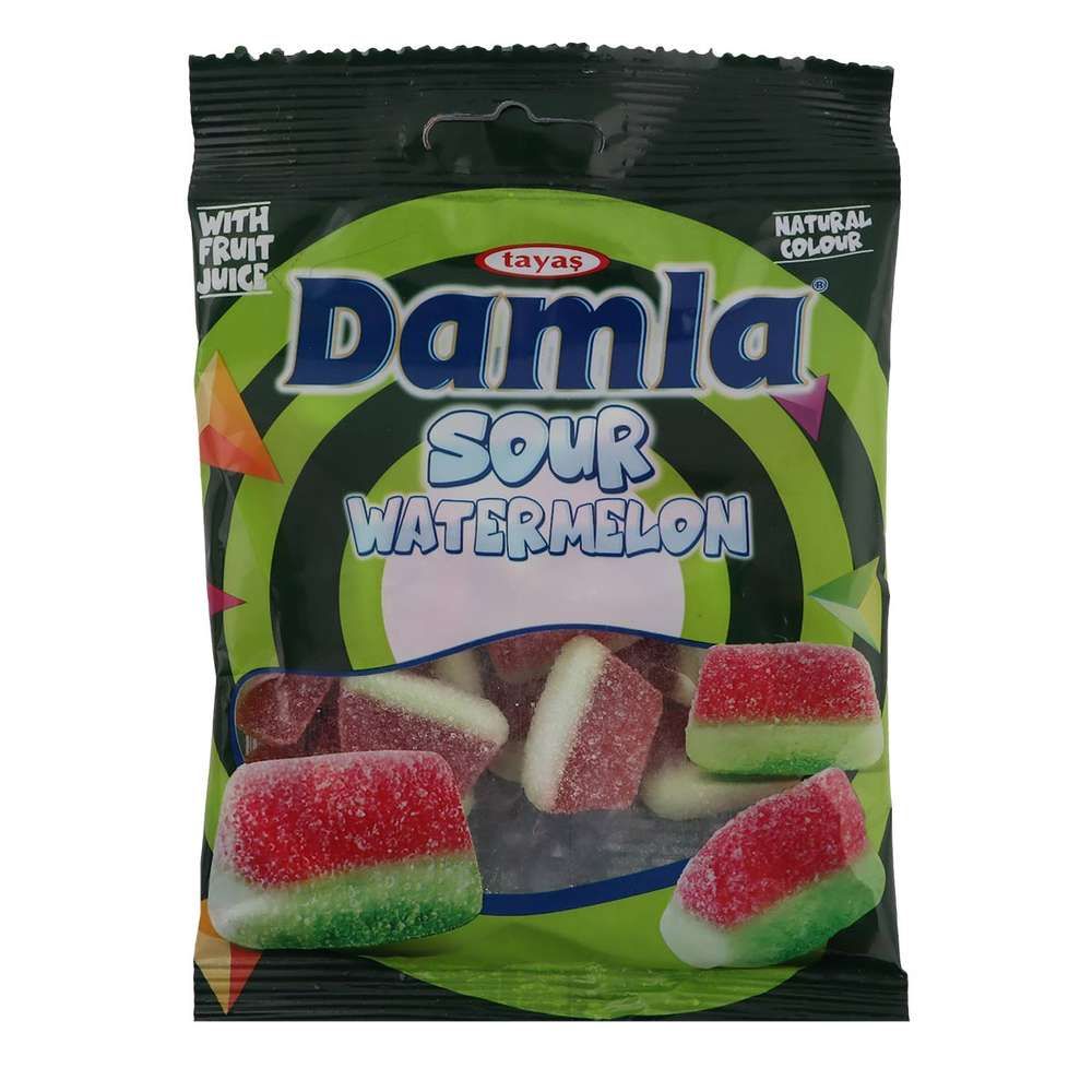 Жевательный желейный мармелад DAMLA GUMMY SOUR,кислый арбуз, пакет 80гр