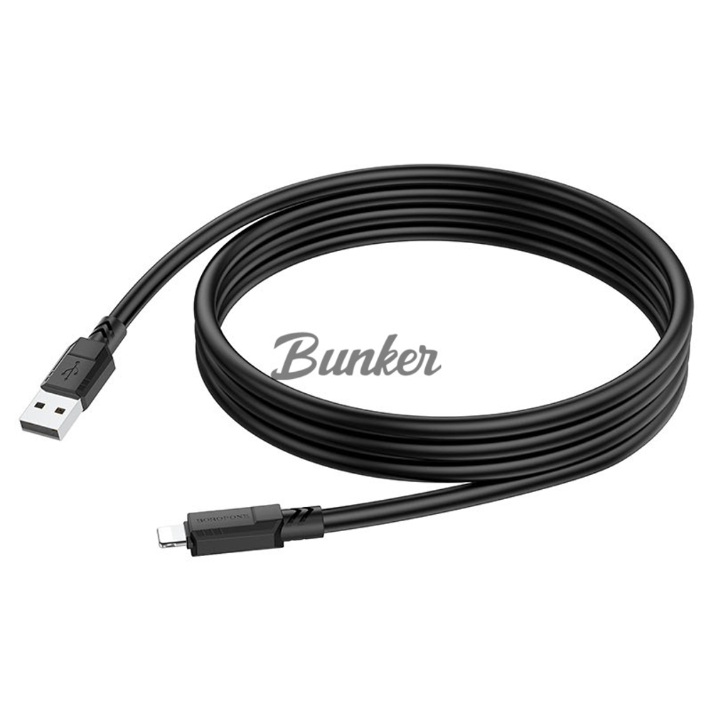 Кабель USB- 8-PIN BOROFONE BX81, ЧЁРНЫЙ ПЛАСТИК ШТЕКЕР, 1М, КРУГЛЫЙ ЧЁРНЫЙ ПВХ, 2.4 A