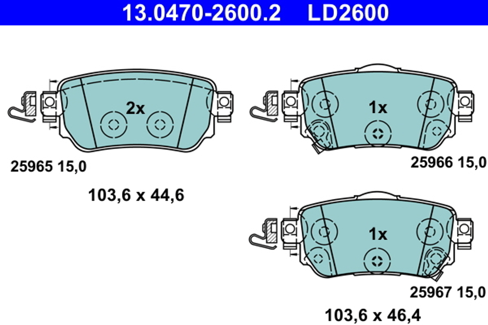 ATE - 13047026002-ATE - Brake Pad Set, disc brake