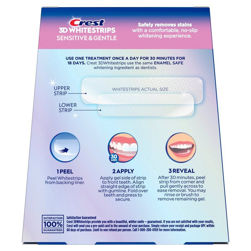 Crest 3D Whitestrips Sensitive And Gentle Отбеливающие полоски для зубов: до 5 тонов за 18 дней