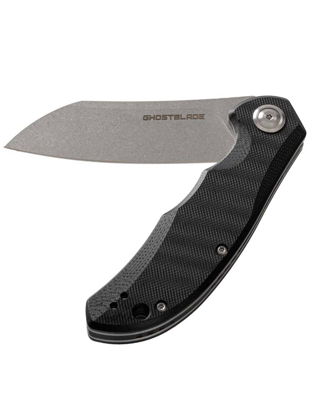 Нож складной GhostBlade Banshee, сталь D2, 58-62 HRC, Sheepfoot, рукоять G10 чёрная, замок Liner lock, флиппер, 128 г