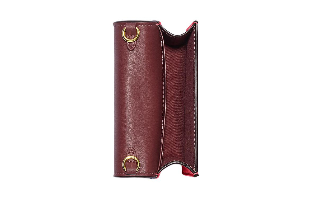 COACH Cow Leather Shoulder Bag, Crossbody Bag, Wallet Mini Women"s Brown & Red