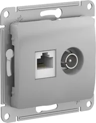 Розетка мультимедийная двойная ТВ + компьютерная RJ45 Cat 5e Systeme Electric Glossa Алюминий GSL000389