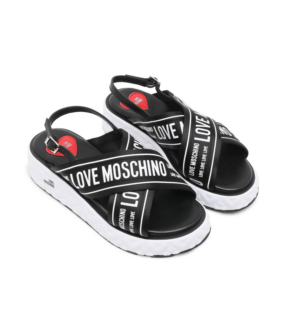 Босоножки кожаные NASTROLOGO Love Moschino - черный(JA16315I0IIX3)