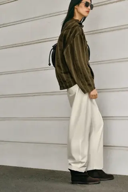 ZARA РУБАШКА С ЗАПАХОМ В ПОЛОСКУ, ХАКИ