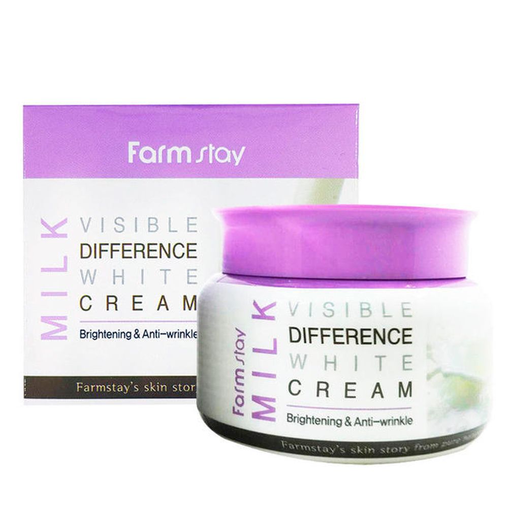 Farmstay Visible Difference White Cream Milk Увлажняющий крем для лица с экстрактом молока, 100 г