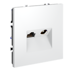 Розетка телевизионная встраиваемая VOLTUM S70 TV+RJ45 кат. 6, (белый матовый)