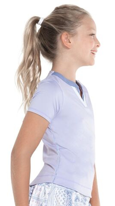 Футболка для девочки теннисная Lucky in Love All About Ikat Double V Short Sleeve Top - purple