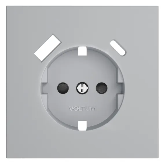 Накладка для розетки с заземлением и защитными шторками, с USB A+C Voltum S70 Серый VLS001016