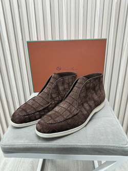 Ботинки Loro Piana Open Walk из нубукового крокодила
