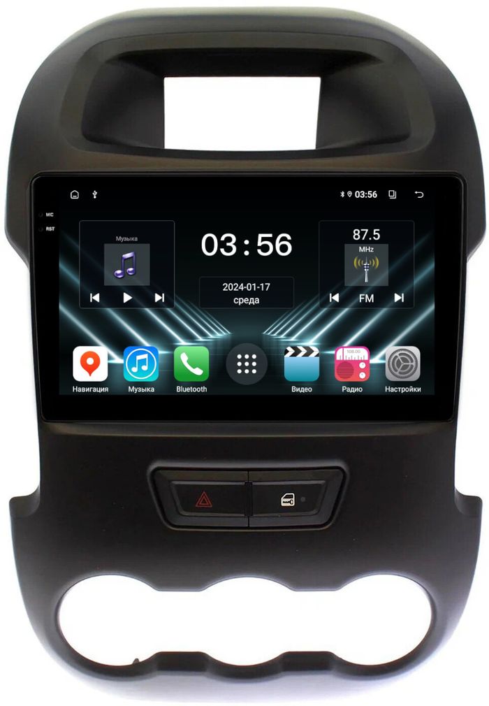 Магнитола для Ford Ranger 3 2011-2015 (рамка тип 2) - FarCar S280 монитор 9.5" IPS на Android 13, CarPlay