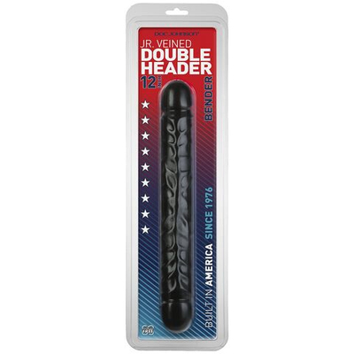 Черный двухголовый фаллоимитатор Jr. Veined Double Header 12 Bender - 30,5 см. (Цвет: черный)