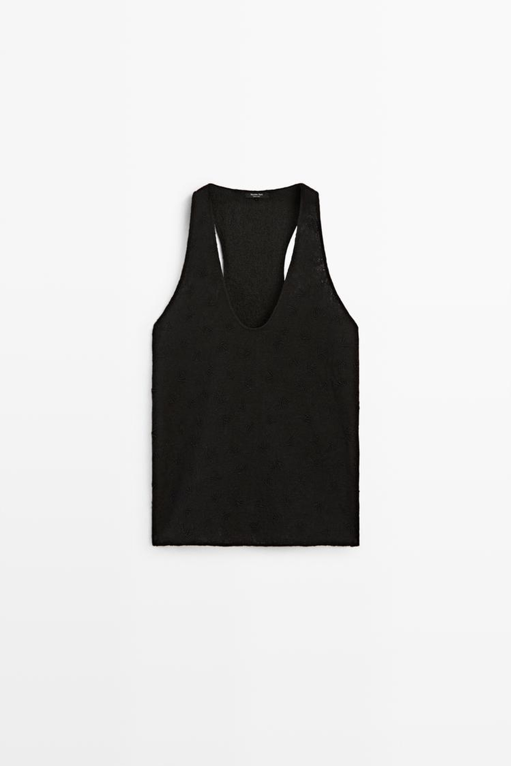 Massimo Dutti Топ из струящейся ткани с вышивкой, черный