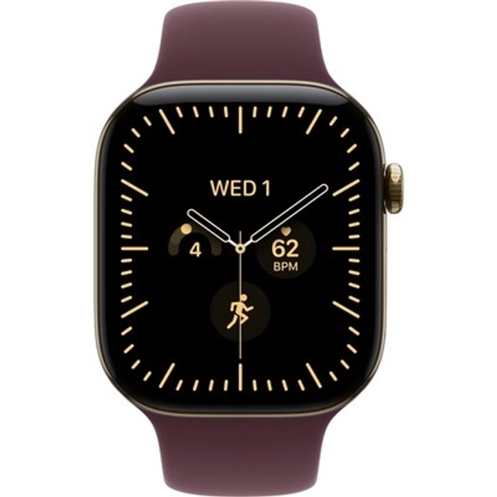 Apple Watch S12 42 mm Radiant Gold Titanium Case | Burgundy Sport Band, M/L