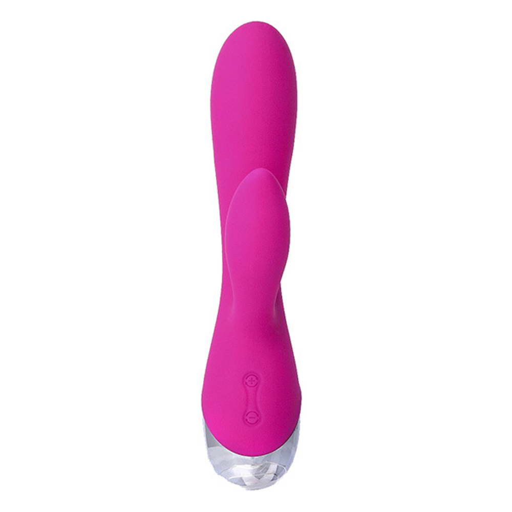 Розовый силиконовый вибратор 19см с клиторальным стимулятором ToyFa Lia L'Eroina 561007
