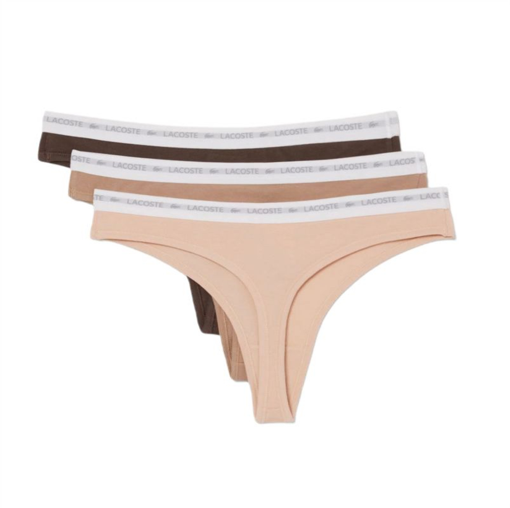Трусы Lacoste Elastic Cotton Thongs 3P - biscuit/baguette/grume