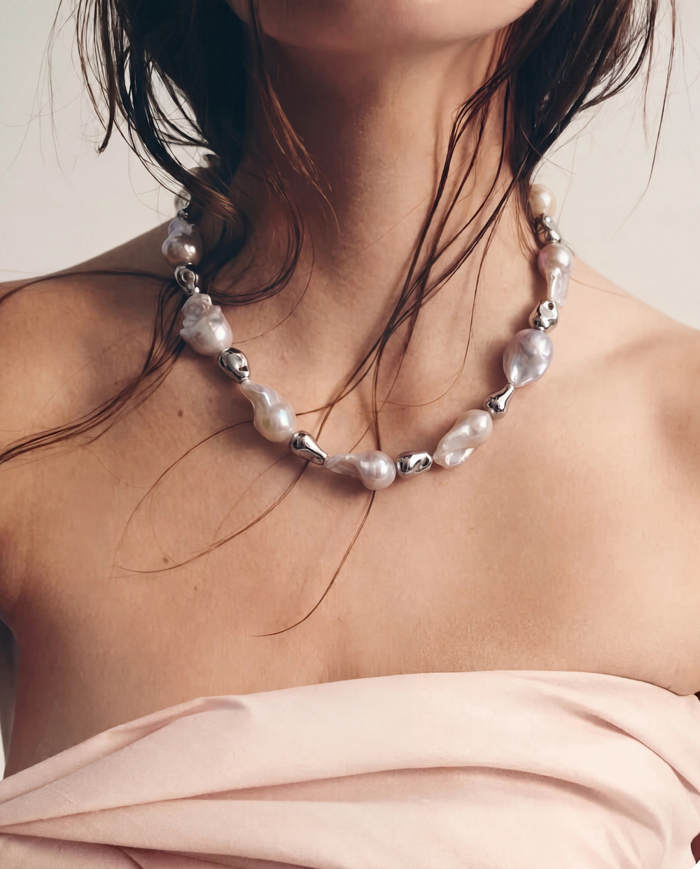 MOJNØ STUDIO   Ожерелье PEARLxSILVER BOBS