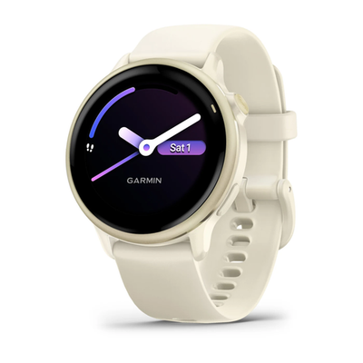 Смарт-часы Garmin Vivoactive 6, Amoled, 4 золотистый безель, белый силиконовый браслет, 010-02985-01