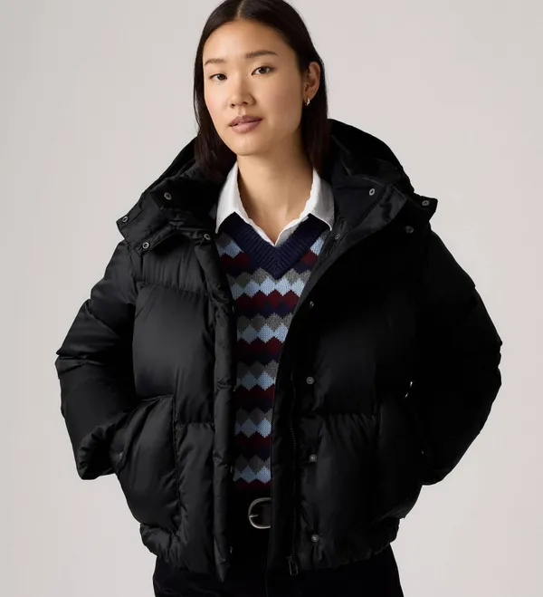 Пуховик женский LEVI'S WESTERN BUBBLE SHORTIE ANTHRACITE NIGHT