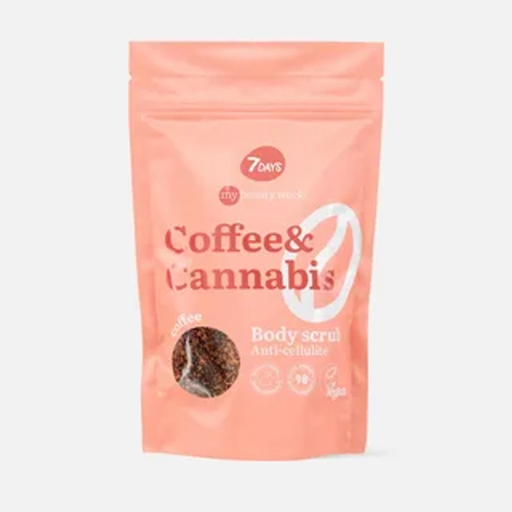 Антицеллюлитный кофейный скраб для тела с лифтинг-эффектом 7DAYS COFFEE&CANNABIS 250гр