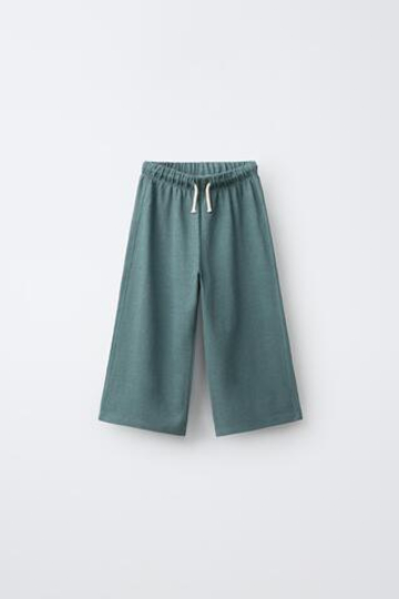 ZARA ОДНОТОННЫЕ БРЮКИ WIDE LEG, УТИНО-СИНИЙ