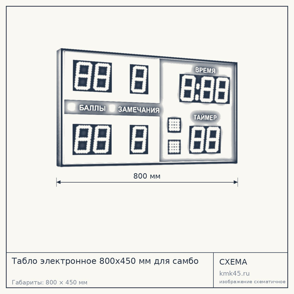 Табло электронное 800x450 мм для самбо — от 34 000 ₽