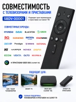 Универсальный Bluetooth смарт-пульт с голосовым вводом Салют ТВ для умных Smart TV телевизоров Hyundai, BBK, Blackton, Sber, BQ, SUNWIND, Витязь, STARWIND, DEXP, Prestigio, Irbis HUAYU PDUHBT014 (SBDV-00001, HBT014, SBDV-00002, HRM2055, HBX189, HOD21