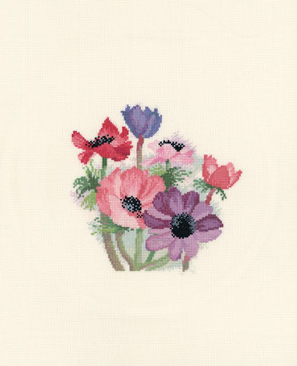 Набор для вышивания нитками Derwentwater Designs, Anemones De Caen, 17х16,5 см