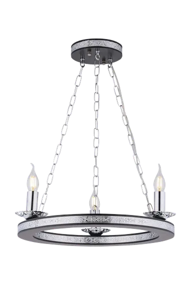 Люстра подвесная Sfera Sveta 85649/3 WENGUE+CH, 3×40 Вт, хромированная и венге