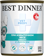 Консервы Бест Диннер Эксклюзив Vet Profi Obesity Обесити диета для взрослых собак снижение и контроль избыточной массы тела с лососем 340 г