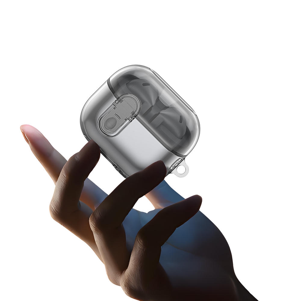 Прозрачный плотный чехол из TPU от Dux Ducis для наушников Samsung Buds3 и Buds 3 Pro, серия SECI Series Case, в комплекте с карабином