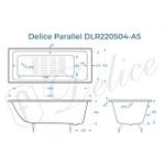 Ванна чугунная Delice Parallel 160х70 с антискользящим покрытием DLR220504-AS