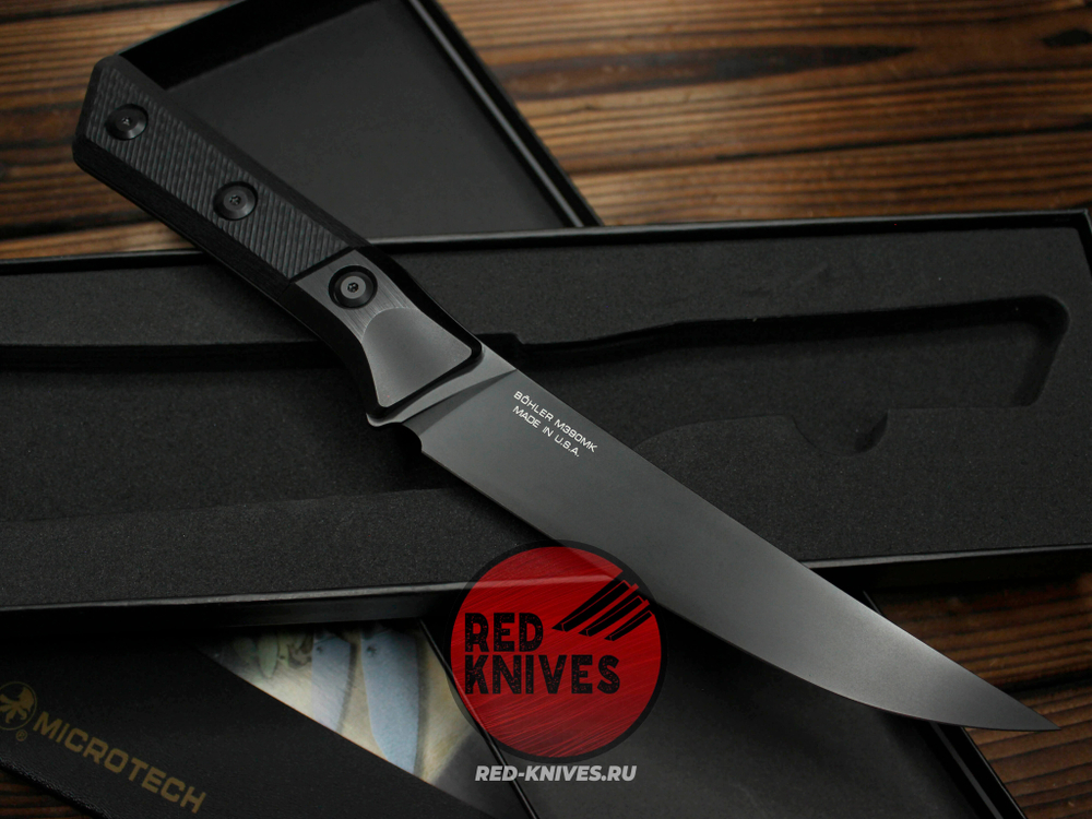 Кухонный нож Microtech Boning кастом - клинок DLC, больстеры титан, рук. Carbon