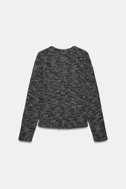 ZARA ТОП БУКЛЕ, БЕЛЫЙ/ЧЕРНЫЙ