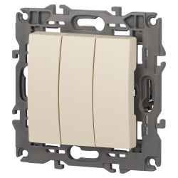Выключатель ЭРА Elegance 14-1107-02 тройной 10АХ-250В IP20 слоновая кость | Эра Elegance