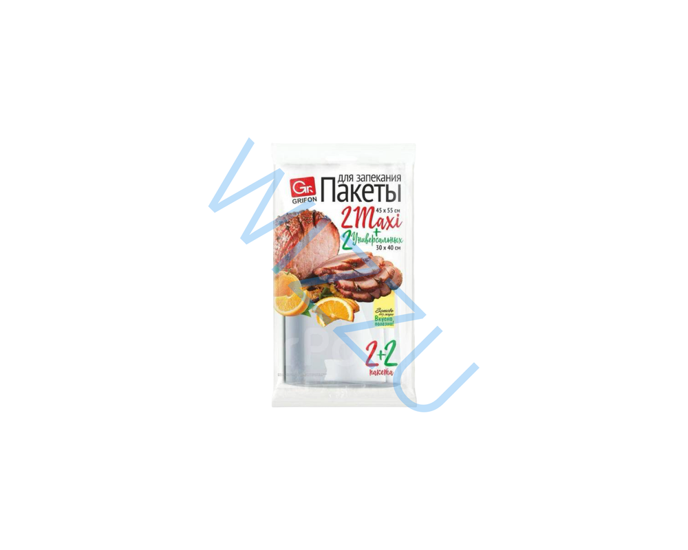 GRIFON Набор пакетов запекания 2 Maxi 45×55см +2 Универс 30×40 см с клипсами 50/25/1