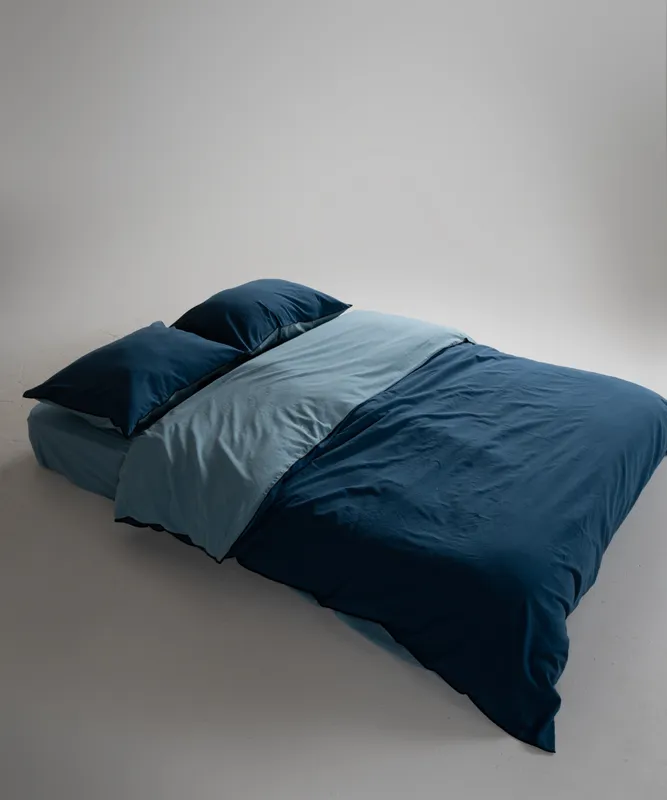 Lımasso КПБ 4 пр. Stonewashed Essualte Akdeniz Blue-Dress Blue пододеяльник 200*220, простынь 240*260, наволочки 50*70 2шт