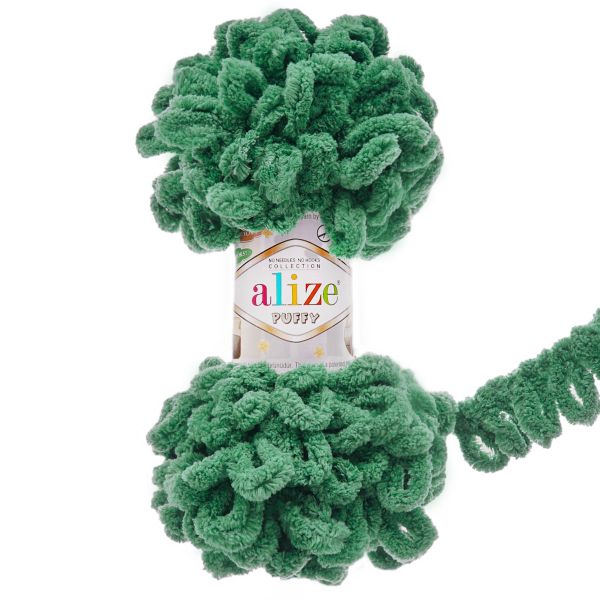 Пряжа Alize (Ализе) Puffy / уп.5 мот. по 100 г, 9м, 532 зеленая трава A